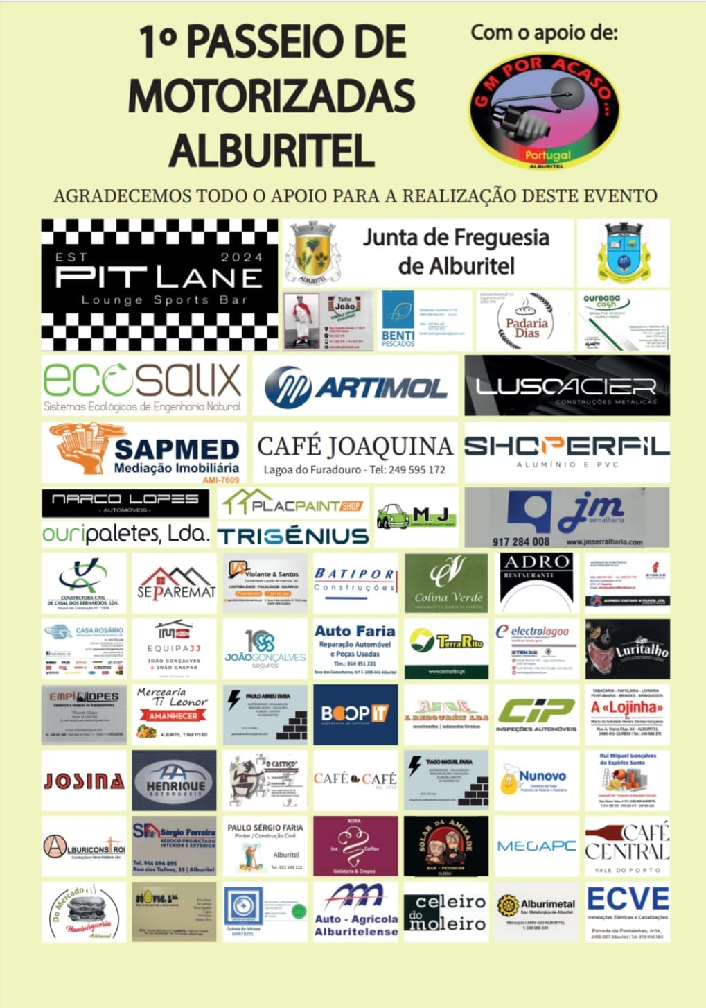 Patrocinadores do 1º Passeio de Motorizadas Alburitel